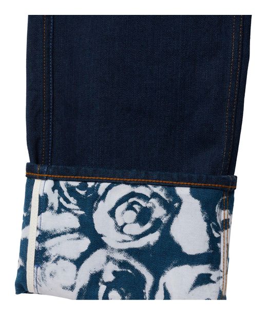 Burberry Blue Rose Print-detail Straight Jeans