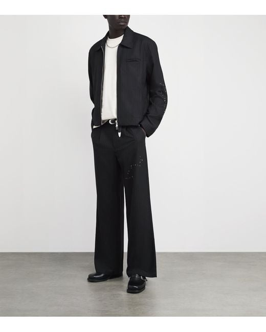 DOMREBEL Black Pinstripe Backstage Trousers for men