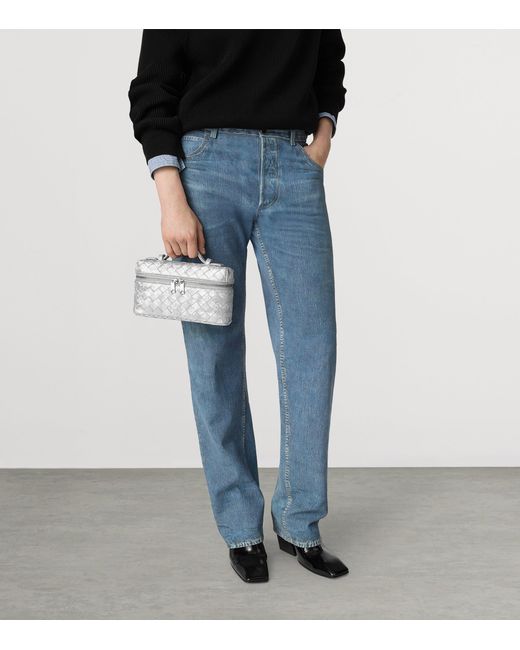 Bottega Veneta Gray Leather Bang Bang Vanity Case Bag