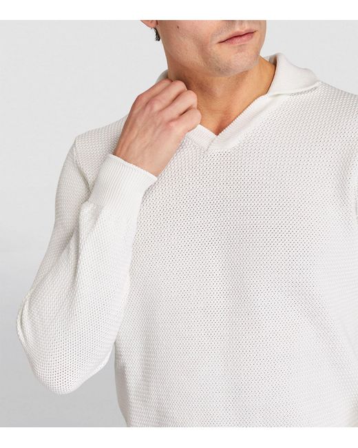 FIORONI CASHMERE White Open-collar Sweater for men