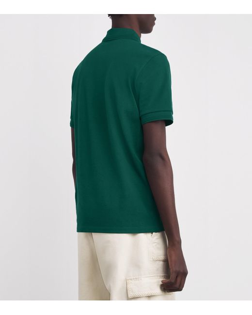 Moncler Green Cotton Zip-Up Polo Shirt for men