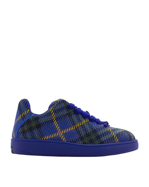 Burberry Blue Check-knit Box Sneakers for men