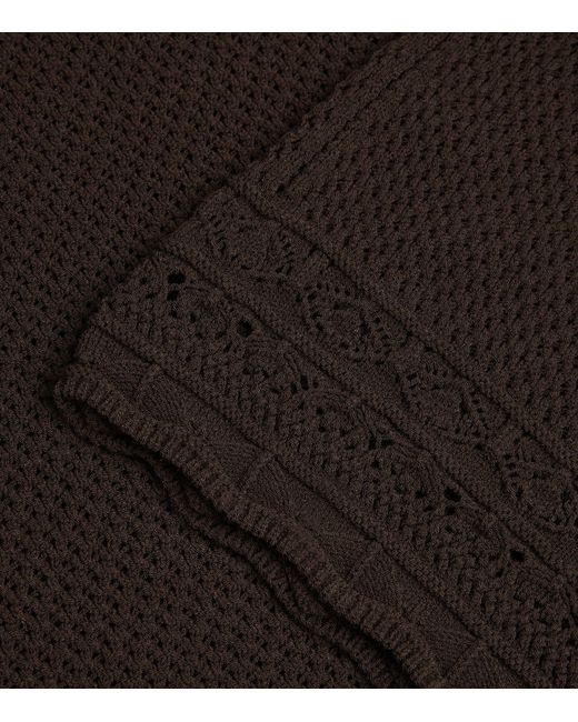 FRAME Black Scalloped Pointelle Sweater