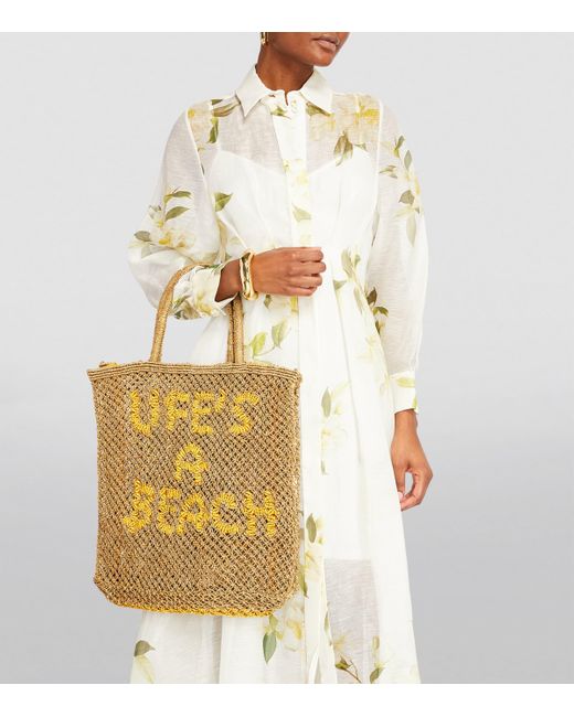 The Jacksons London LIFE'S A BEACH Large Natural Jute Bag