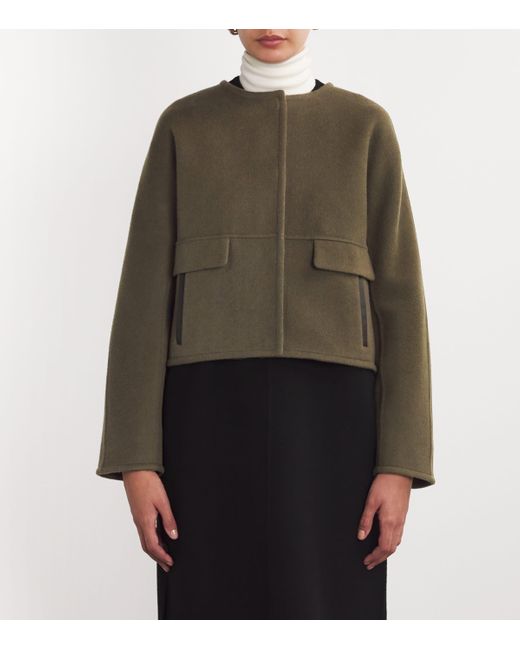 Yves Salomon Green Wool-Cashmere Structured Jacket