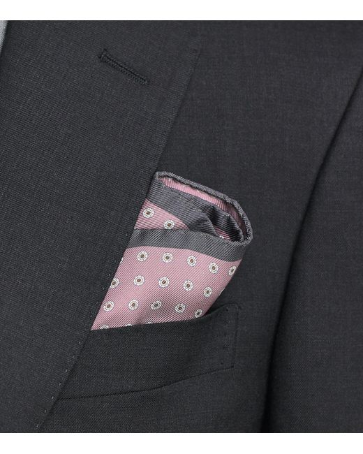 Canali Purple Silk Medallion Print Pocket Square for men