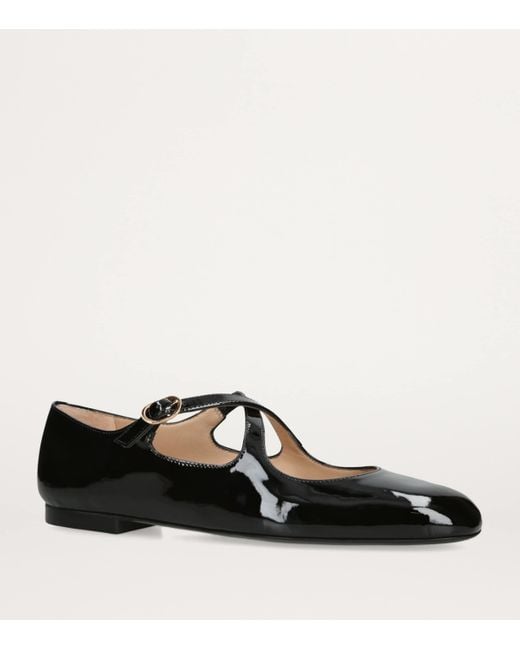 Stuart Weitzman Black Patent Leather Clem Ballet Flats