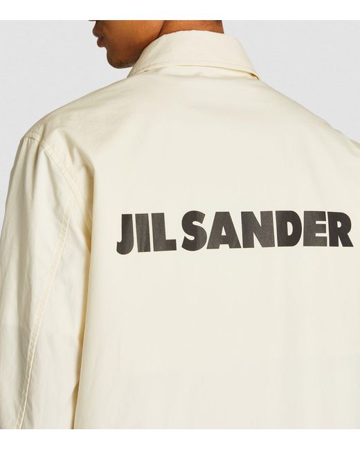 Jil Sander Cotton Logo Print Jacket in White for Men | Lyst