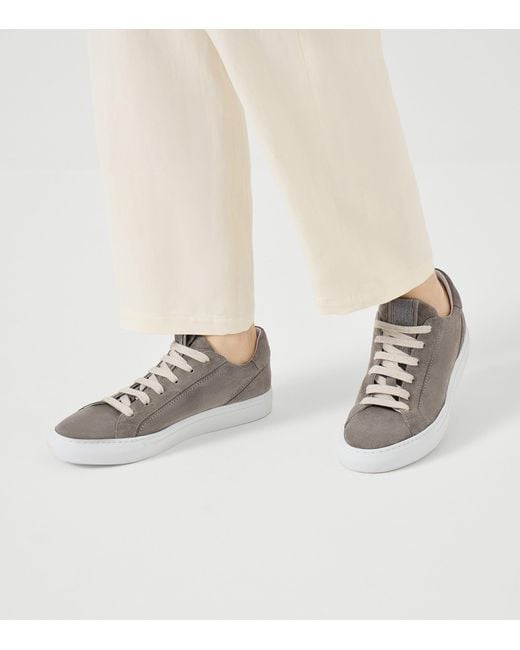 Brunello Cucinelli Gray Suede Low-Top Sneakers