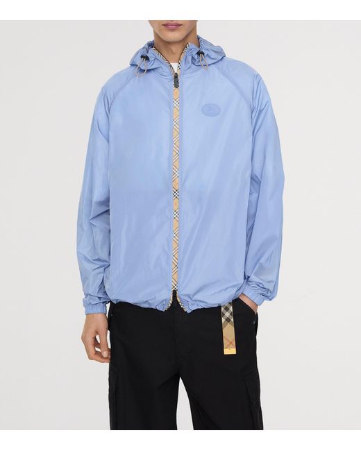 Burberry Blue Nylon Check Tape Jacket for men