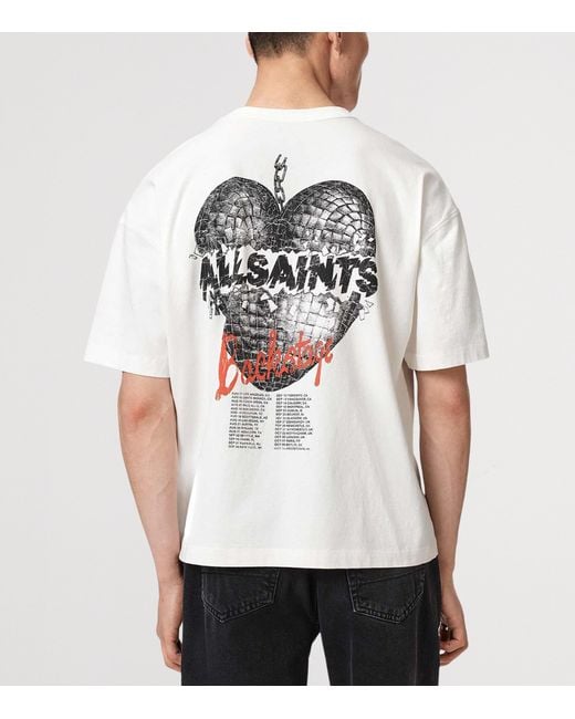 AllSaints White Organic Cotton Reflect T-Shirt for men