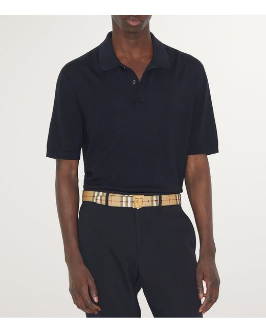 Burberry Natural Leather And Check Reversible Tb Belt for men