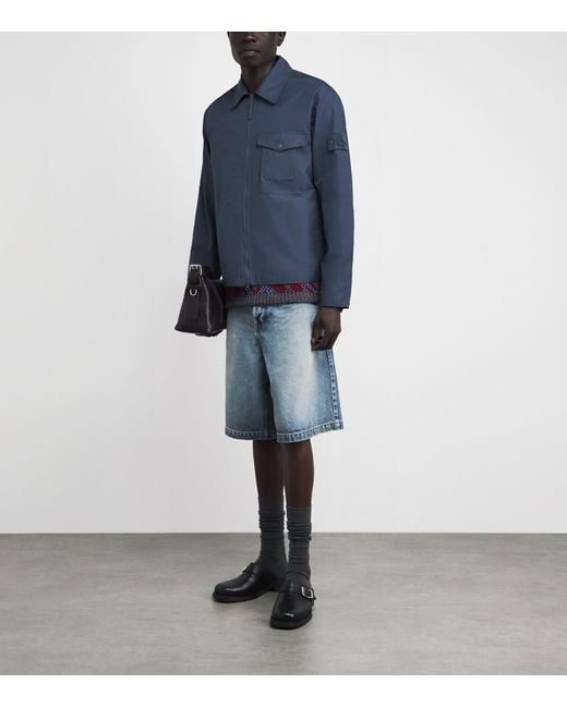 Stone Island Blue Cotton Canvas Ghost Overshirt for men