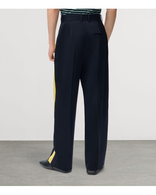 Loewe Blue Wool-Blend Stripe Trousers for men
