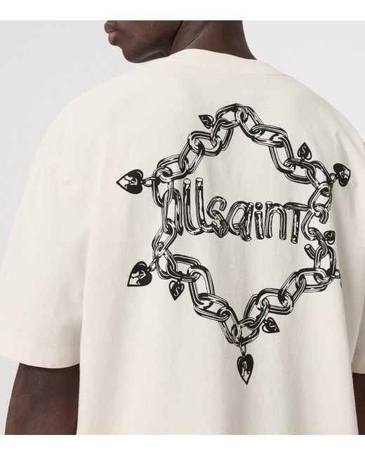 AllSaints White Organic Cotton Drip T-Shirt for men