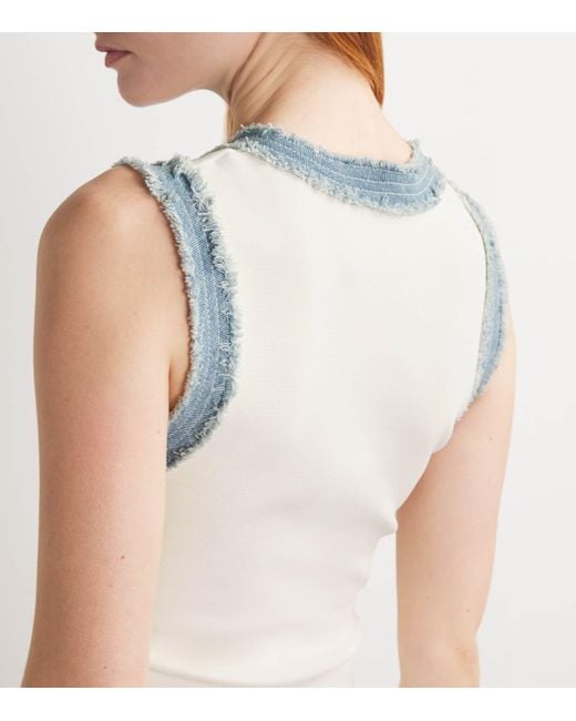 Sandro Natural Denim-Trim Mini Dress