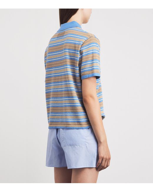 Guest In Residence Blue Cotton-Cashmere Stripe Rugby Shirt