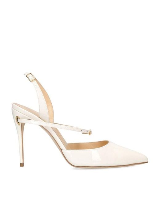 JENNIFER CHAMANDI White Leather Vittorio Slingback Pumps 105