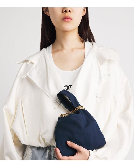 Stella McCartney Blue Faux Suede Falabella Wristlet Clutch Bag