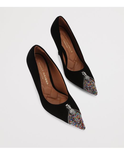 Kurt Geiger Black Velvet Zip Pumps
