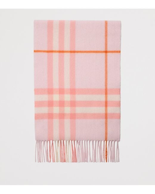 Burberry Pink Cashmere Check Scarf