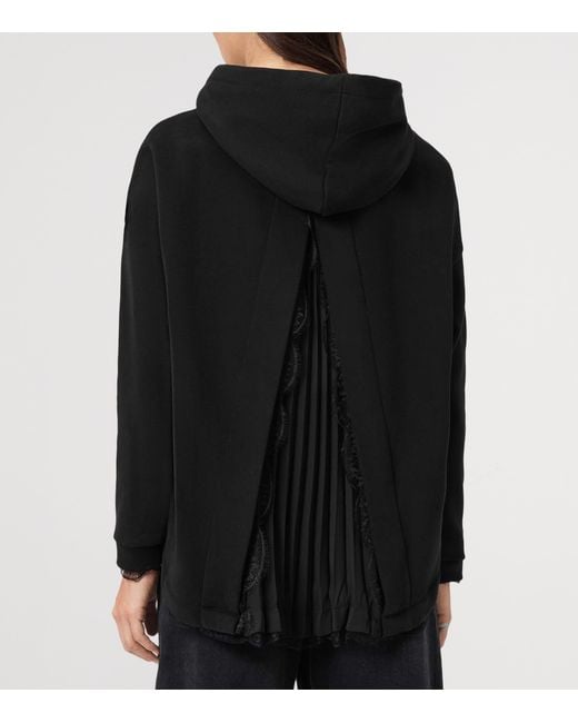 AllSaints Black Lace-Trim Hoodie