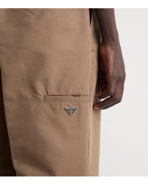 Prada Brown Canvas Relaxed Trousers for men