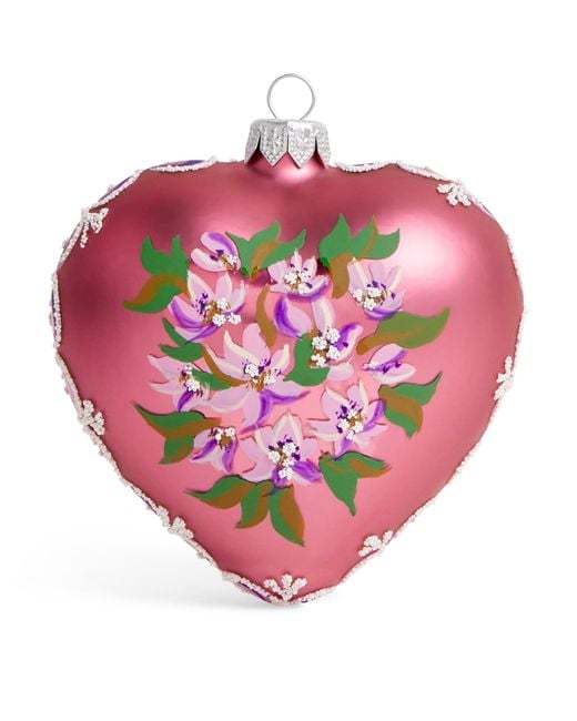 Harrods Pink Floral Heart-Shaped Tree Decoration
