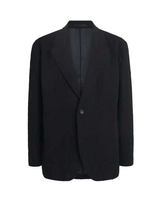 IM MEN Black Shrink Jacquard Single-Breasted Blazer for men