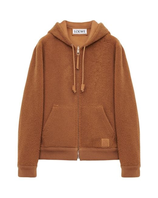 Loewe Brown Shearling Reversible Hooded Jacket for men