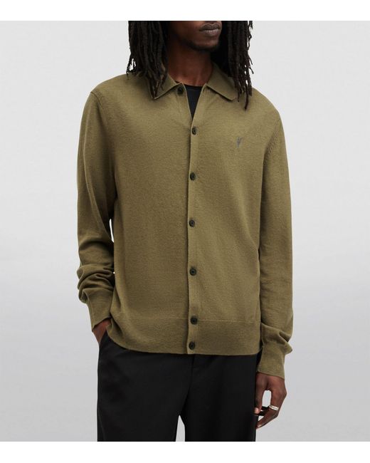 AllSaints Green Wool-blend Knitted Kilburn Cardigan for men