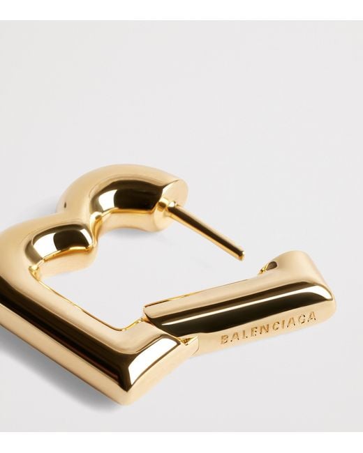 Balenciaga Metallic Xs B Hoop Earrings for men