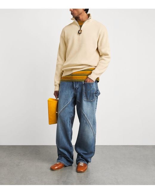 J.W. Anderson Natural Wool-Cotton Half-Zip Sweater for men