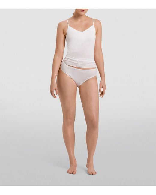 Hanro White Cotton Seamless Padded Camisole