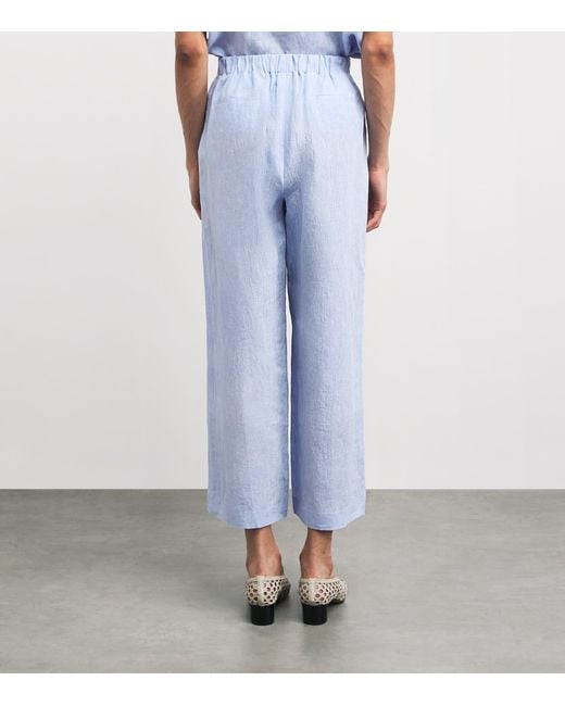 Lafayette 148 New York Blue Linen Wide-Leg Trousers