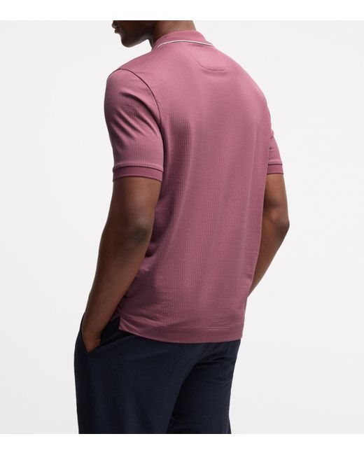 Boss Purple Cotton-Silk Polo Shirt for men