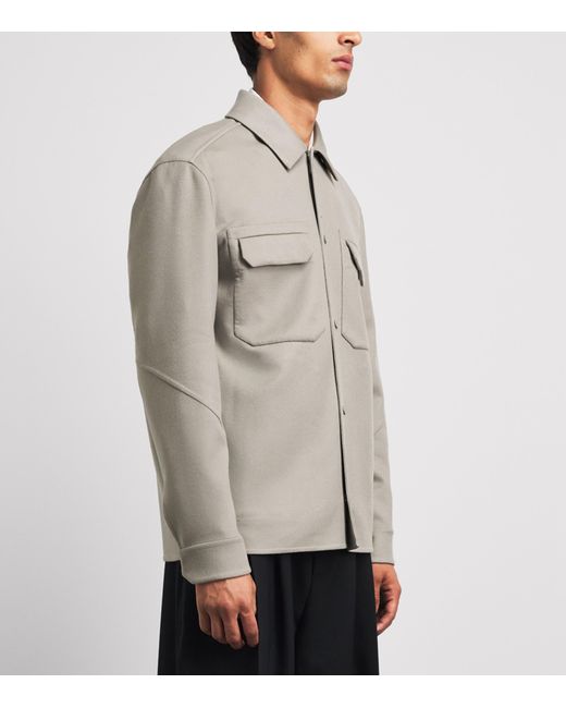 Sease Gray Wool-Blend Fleece Double Overshirt for men