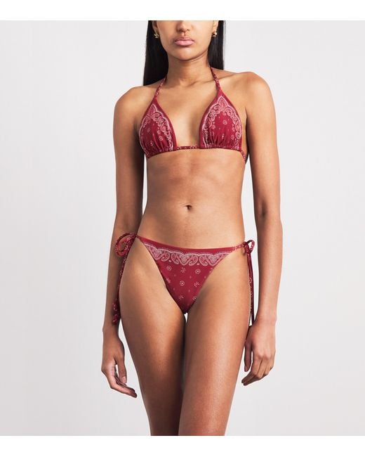 Devon Windsor Red Bandana Print Elis Bikini Top