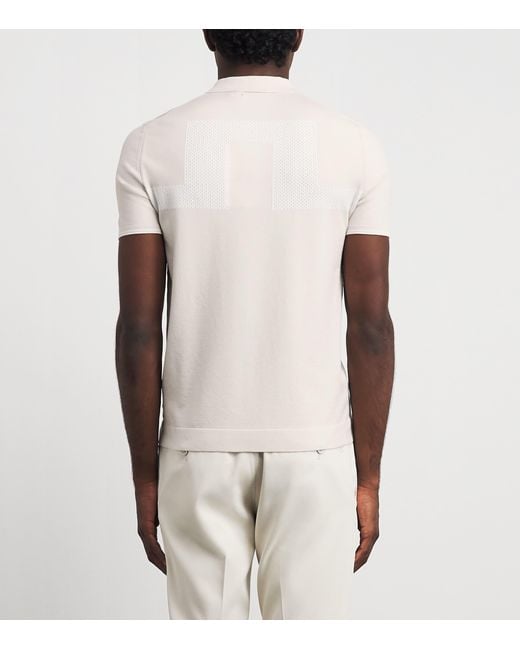 J.Lindeberg White Matheo Knit Golf Polo Shirt for men
