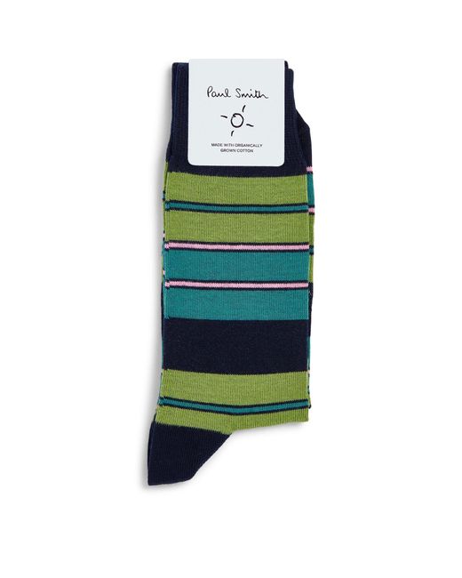 Paul Smith Green Cotton-blend Striped Socks for men