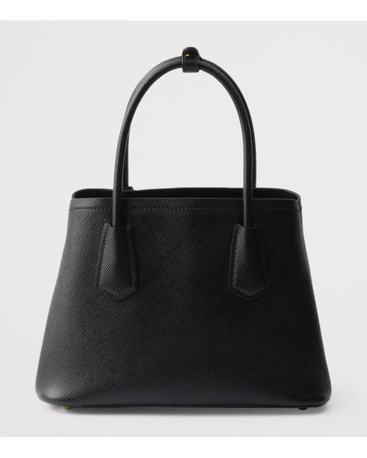 Prada Black Small Saffiano Leather Double Top-Handle Bag