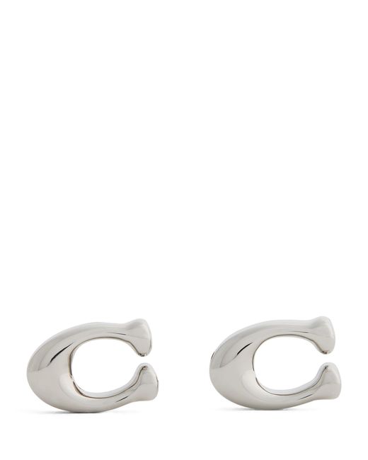 COACH White Signature Sculpted C Earrings