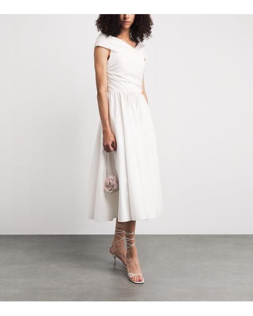 Safiyaa White Cotton Appolline Midi Dress
