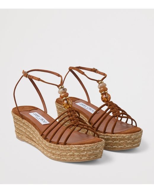 Jimmy Choo Brown Lemi 50 Suede Wedge Sandals