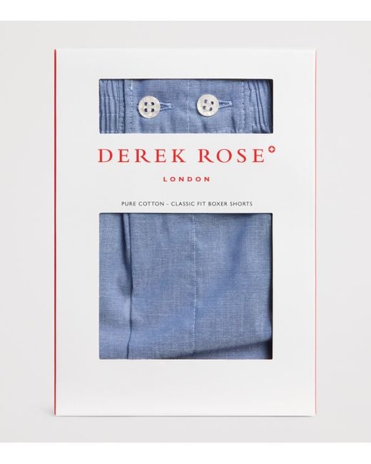Derek Rose Blue Cotton Traditional Amalfi Boxer Shorts for men