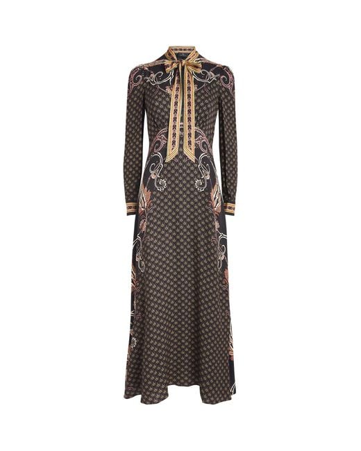 Etro Brown Printed Maxi Tunic Dress