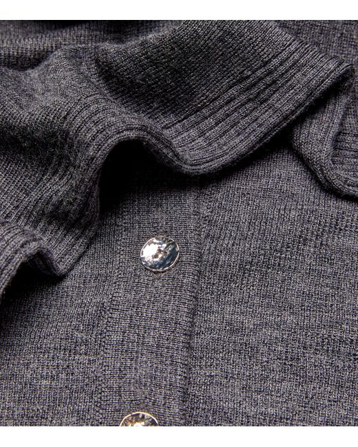 Ganni Blue Merino Wool Polo Sweater