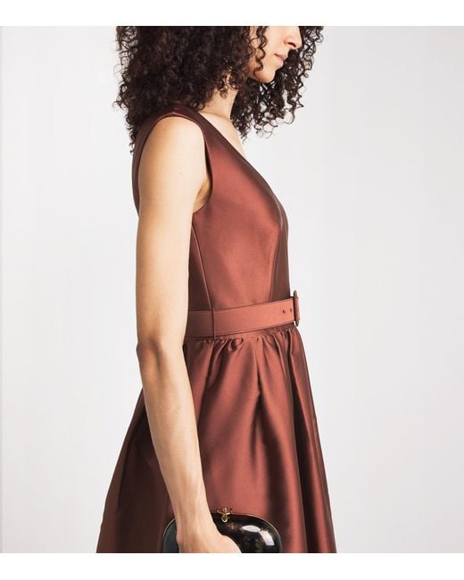 Roland Mouret Red Taffeta Midi Dress