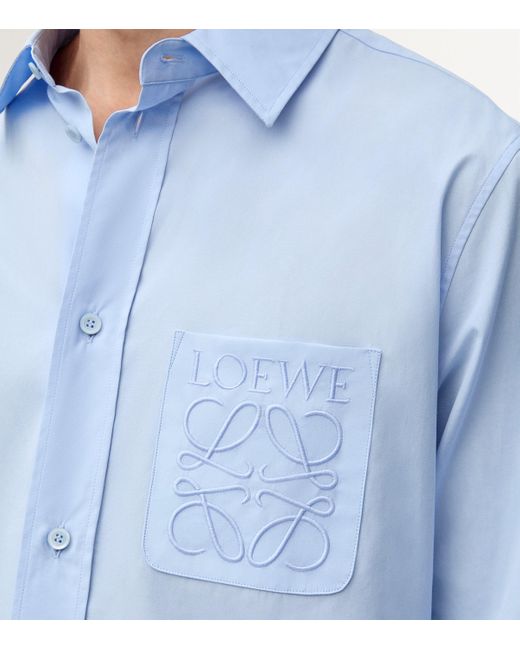 Loewe Blue Cotton-Blend Anagram Shirt for men