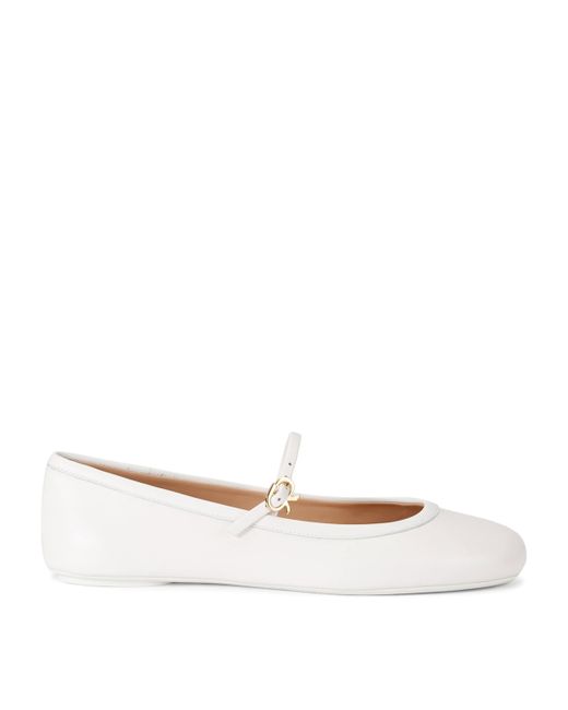 Gianvito Rossi White Leather Carla Ballet Flats